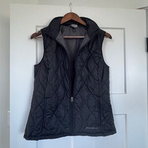 Eddie Bauer Quilted Puffer Vest Black Zip Front Women’s Small